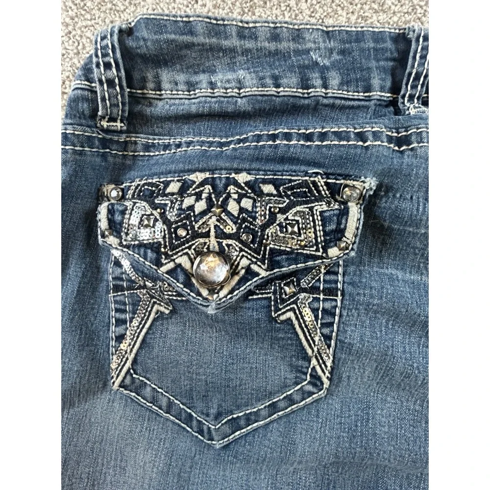 love indigo jeans Size 14 Crop BLING FLAP POCKET - Picture 9 of 12